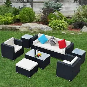 Patio de segunda mano de mimbre Muebles de Jardín en forma de l conjunto de playa mini juego de herramientas de jardinería de metal sofás de jardín muebles de exterior