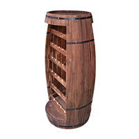 Casier à vin vertical en chêne antique Vitrine classique en forme de tonneau Stockage de vin rouge 28 bouteilles Capacité 120cm de hauteur pour