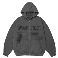 Sweat à capuche zippé avec logo personnalisé Veste à capuche à imprimé écussons pour hommes Sweat à capuche pour hommes Manteau éponge français surdimensionné unisexe