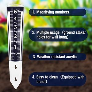 Pluviomètre extérieur 5 pouces facile à lire, impression sérigraphique, en ABS, outil de mesure précise de la pluie pour jardin, idéal pour la promotion - Product Image 4