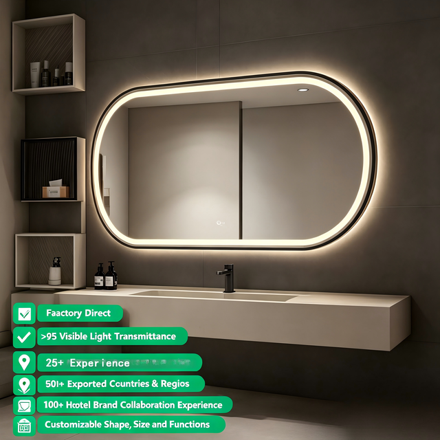 Factory Direct Copper-free Anti-fog Bluetooth Bathroom Mirror Smart Mirror for Luxury Villa Decor