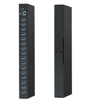Hub USB 3.0 16 Port 5Gbps Kecepatan Tinggi Desain Kompak Berbahan Logam untuk Transfer Data dan Catu Daya PC/Laptop