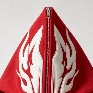 Felpa Corta da <span class=keywords><strong>Uomo</strong></span> con Zip Integrale e Ricamo 3D a Cuore Fiammeggiante, Cerniera in Metallo per Streetwear Hip Hop Personalizzato OEM - Product Image 5