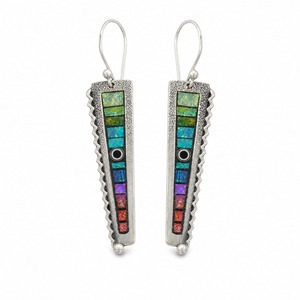 Orecchini in resina con pettine arcobaleno astratto, orecchini lunghi dal design iridescente, accessori moda - Product Image 1