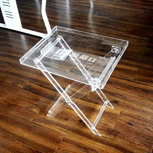 wholesale modern clear acrylic folding serving tray table for snack display only