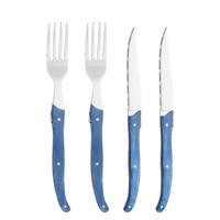 Couteau à steak dentelé de 4 pouces avec lame en acier inoxydable et manche en résine rose Matériau métallique