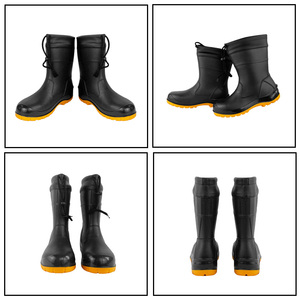 <span class=keywords><strong>Stivali</strong></span> antipioggia in acciaio con <span class=keywords><strong>lacci</strong></span> da 24cm e scarpe antipioggia in metallo con taglio basso industriale e Sole in metallo in PVC scarpe antipioggia - Product Image 5