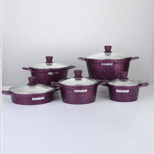 Queen Time <b>Cookware</b> <b>Set</b> 10 Piece Non Stick Aluminum Pot <b>Set</b> With Lid Oven Safe - Product Image 2