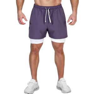 High Quality Custom logo Double <b>Layer</b> Lightweight Athletic Compression Liner Training Workout 2 in 1 Men Gym Running Shorts - Product Image 3