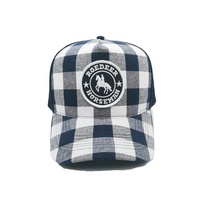 Casquette unisexe à carreaux à rayures latérales Logo personnalisé Deep Fit High Profile Blank Woven Patch Country Side Trucker Cap Hats for Kid and Adult
