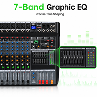 Console de mixage audio V8-USB 8 canaux, 24 effets DSP, égaliseur graphique 7 bandes, USB Bluetooth pour studio, scène, diffusion en direct