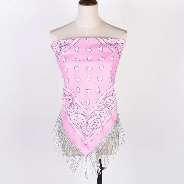 Eur-American cajou paisley hip-hop bandeau multifonction masque d'équitation fête mariage avec diamant gland carré femmes écharpe