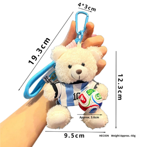 Porte-clés en peluche <span class=keywords><strong>Cristiano</strong></span> <span class=keywords><strong>Ronaldo</strong></span> pour fans de football HECION, accessoire sportif tendance, mignon ours en peluche, article de la Coupe du Monde de football - Product Image 6