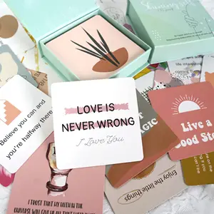 Cartão de auto-cuidado impresso personalizado para motivação, saúde mental, cartão de afirmação, cartão diário positivo com sua caixa para meninas