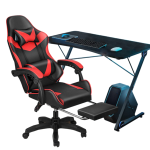 Chaise de bureau gaming à prix de gros, chaise <span class=keywords><strong>PC</strong></span> gamer de haute qualité, chaise de bureau ergonomique à dossier haut avec repose-pieds - Product Image 1