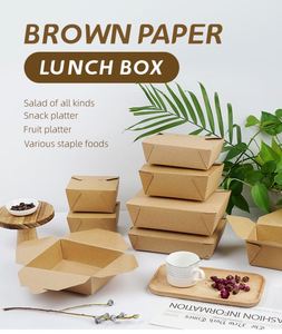 Custom Oil-Proof 700/1000/1200/1300/2000ml/3000ml Food Packaging Disposable Microwave Takeaway Kraft Paper Lunch Box - Product Image 4