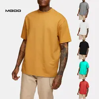 MGOO Yellow High Neck Solid T-Shirts Herren Übergroße Kurzarm T-Shirt Streetwear Blank Cotton T-Shirts