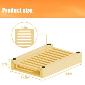 Tabla de cortar de madera con escurridor y bandeja de drenaje para almacenamiento en encimera de cocina, tabla de cortar multifuncional de madera maciza - Product Image 4
