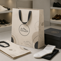 Sac d'emballage imprimé pour chaussures avec boîte à chaussures, chaussettes et poignée en papier renforcé, finition prête à l'emploi