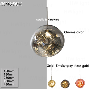 Lámpara de Araña Artística de Acrílico Fundido, Diseño de Globo, Cromado Ámbar, Colgante en Forma de Racimo Orgánico, para Hotel, Villa, Vestíbulo, Escalera, Comedor, OEM, ODM - Product Image 2