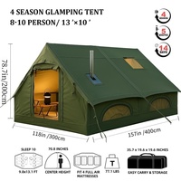 Tente gonflable de luxe 12 saisons pour le camping, 8-10 personnes, trois chambres, salon, portable, installation facile, pompe manuelle, PVC