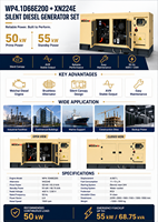 Groupe électrogène diesel silencieux turbocompressé SCDC50SG-W 50 kW 50 Hz alimenté par un moteur SCDC WP4.1D66E200 à démarrage électrique
