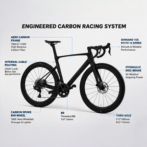 Bicicleta de Carretera de Carbono Shimano 105 R7170 Di2, 24 Velocidades, Cambio Electrónico, Bicicleta de Carreras, Cuadro de Carbono de Alto Módulo Toray T800 T1000 - Product Image 3