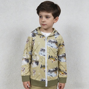 BT0346 rts Haut boutique à imprimé poissons verts pour bébé garçon, pull à manches longues pour nourrisson, vêtement à fermeture éclair pour enfants - Product Image 1