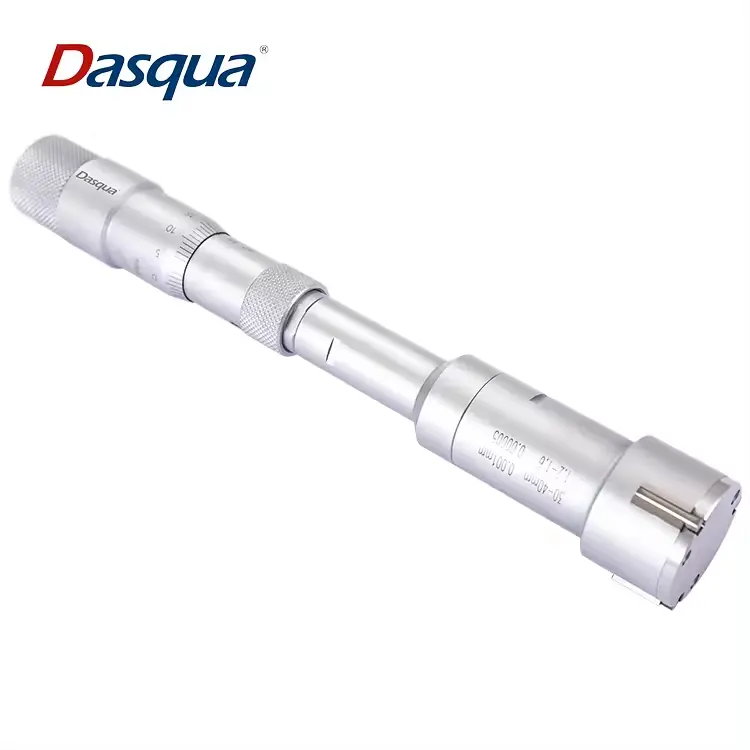 Dasqua Micromètre intérieur interne 6-25mm 3 points très durable avec butée à cliquet Chrome satiné