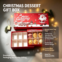 Boîte à chocolat de Noël personnalisée imprimée, compartiments en papier écologiques, boîte d'emballage pour biscuits, en-cas, desserts