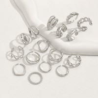 Großhandel 18K Vergoldetes Zinklegierungs-Ringset für Damen Unregelmäßige Geometrische Offene Stapelbare Schmuckstücke