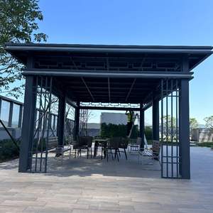 Gazebo rond classique en métal pour l'extérieur, pavillon de jardin avec toit en dôme pour parc, villa, cour et aménagement paysager - Product Image 5