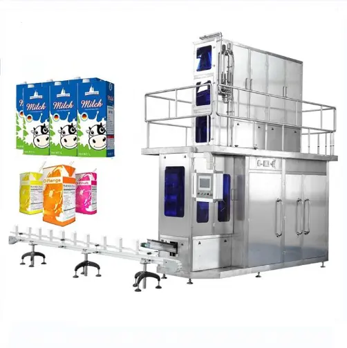 최고의 가격 주스 우유 무균 벽돌 모양 판지 충전 및 씰링 기계 PLC + 터치 스크린 3000-5000boxes/hr