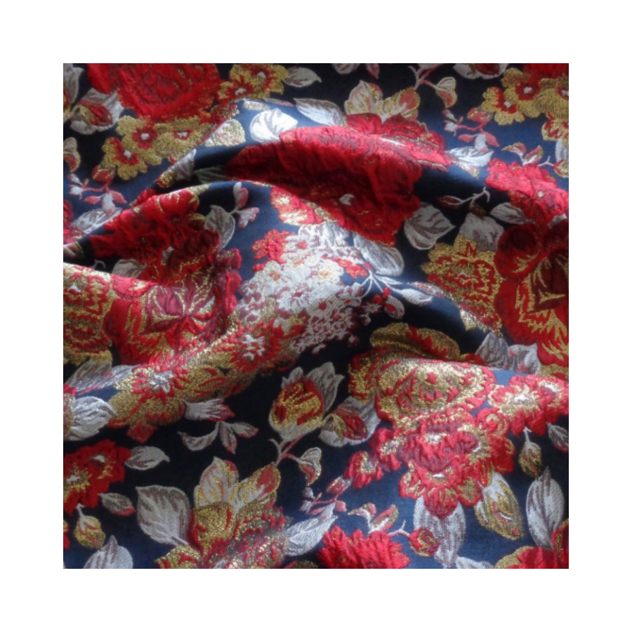 Nouveau rouge or mousseux fleurs jacquard mode or soie gris feuilles cramoisi fleur brocart pour robe