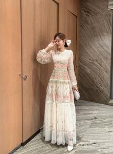 Vestido Largo Elegante Vintage para <span class=keywords><strong>Mujer</strong></span> Bettergirl, Diseño con Cinturón, Manga Larga, Casual, para Uso Diario, Primavera/Verano, Cuello Redondo, Malla - Product Image 3