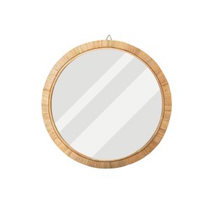 Miroir MR 038 B fait main, décoration murale bohème, cadre en rotin naturel texturé, durable, écologique, charmant et rustique, émanant une chaleur douce. - Product Image 3