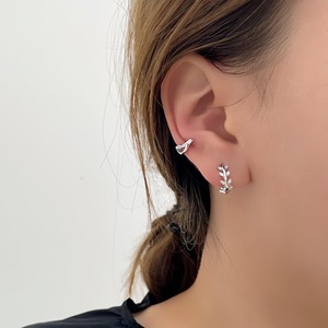 S925 Pure Silver Huggie <b>Earrings</b> Plant Shape Claw Set Crystal Women's Fashion Ear <b>Cuffs</b> Everyday Wear - Product Image 2
