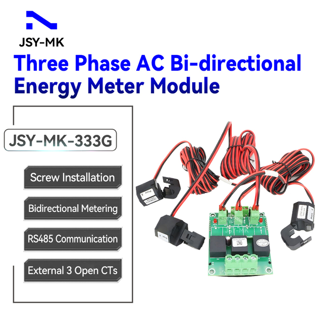 JSY-MK-333G 63A 3 Phase 4 Wire RS485 Modbus-RTU Bidirectional Solar Power Energy Meter Power Monitoring Energy Metering Module