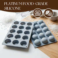 SILIKOLOVE Moule à gâteau en silicone personnalisé à 15 cavités rondes, antiadhésif platine LFGB, sans BPA, pour mousse et pâtisserie