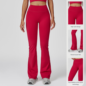 Pantalones de yoga acampanados de cintura media para mujer Pantalones de ejercicio para correr de invierno antibolitas frontales planos - Product Image 6