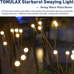 Lampe solaire LED de jardin à 8 bras, alimentée par énergie solaire, pour extérieur, pelouse, paysage, éclairage décoratif au sol pour cour et patio - Product Image 6