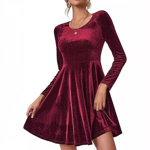 Robe de soirée longue à manches longues, col rond, couleur unie, grande ampleur, pour femmes européennes et américaines, tendance 2025, vente chaude - Product Image 2