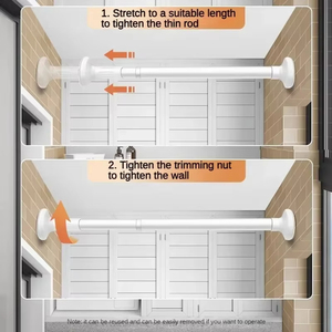 Barra telescópica de acero inoxidable sin taladro para secar ropa, ajustable, para ventana de baño, venta al por mayor - Product Image 2