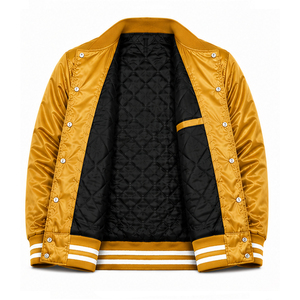 High Quality Factory Satin <b>Jacket</b> Wholesale Lightweight Milk Silk Satin Outerwear Full <b>Pilot</b> Custom Satin Varsity <b>Jacket</b> for Men - Product Image 4