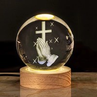 Base d'affichage USB multifonctionnelle avec support de lampe rotatif Nouveau style Veilleuse en verre de cristal gravée au laser 3D