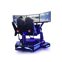 Simulateur de course de réalité virtuelle 2 places à trois écrans Machine de jeu d'intérieur à trois axes pour usage domestique pour la garderie et la maternelle