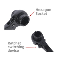 Kunci Soket Ganda Ratchet Scaffold Podger Wrench Spud Spanner dengan Soket Torx 12 Titik dan Ujung Runcing, Peralatan Tangan Konstruksi