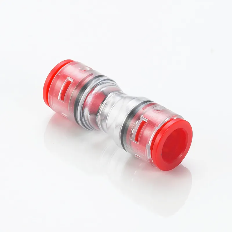 Connecteur/coupleur droit Push-fit 22/18mm pour connecter le microconduit/conduit de soufflage d'air, corps transparent, IP68, 25 bars