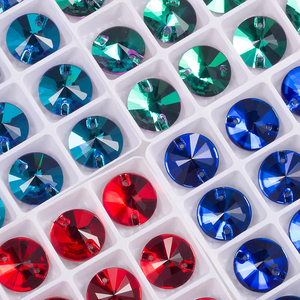 Qiao Pha Lê Kim cương giả phẳng trở lại khâu vá hình tròn pha lê thủy tinh may trên Rhinestone cho may mặc trang trí váy cưới - Product Image 2