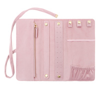Pochette à bijoux en velours de voyage, élégante, portable, organiseur de bijoux, étui à bijoux pliable de luxe